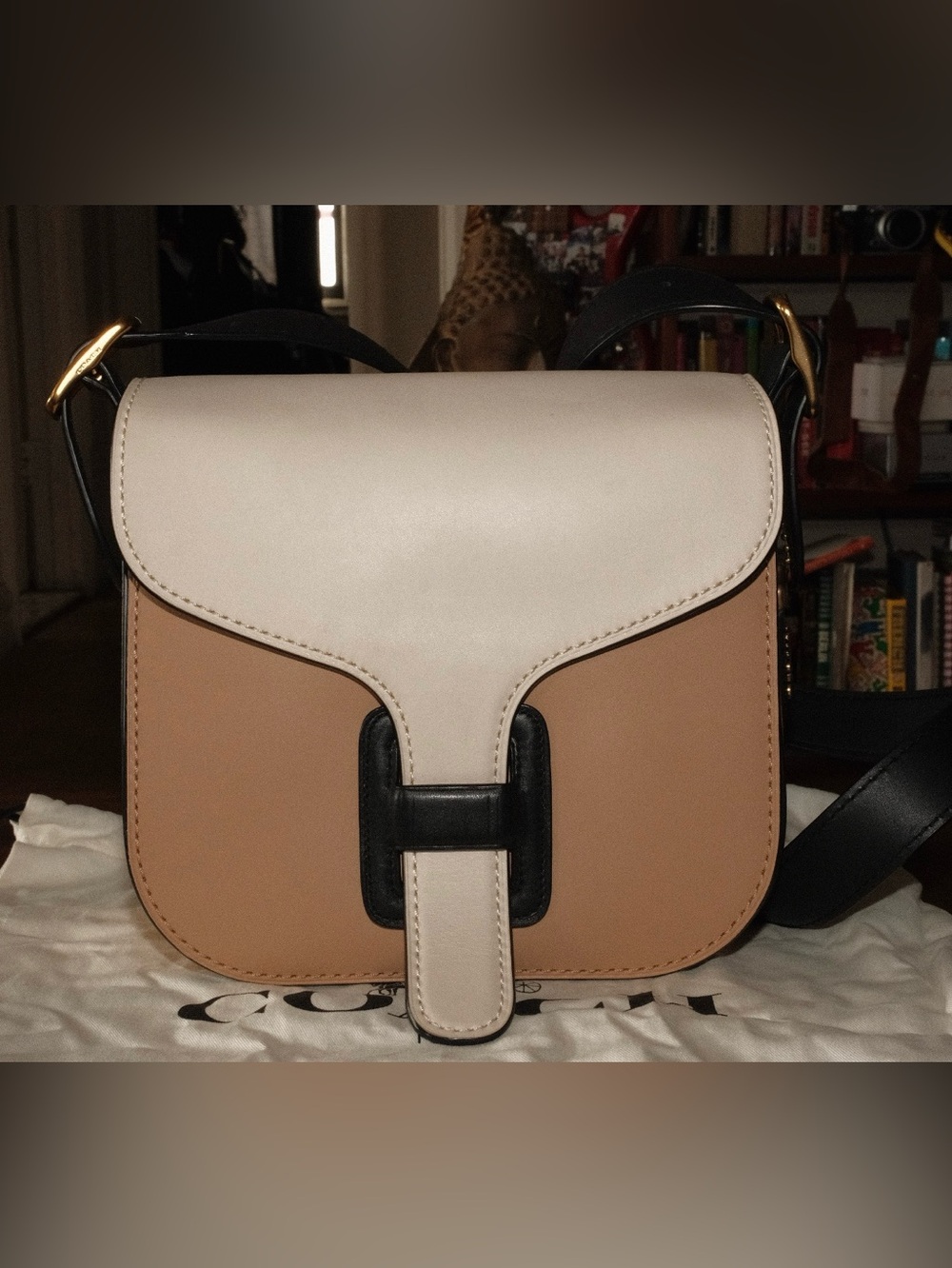 Coach x Saks Fifth Ave  Black Cream and Tan Crossbody  Archive Courier